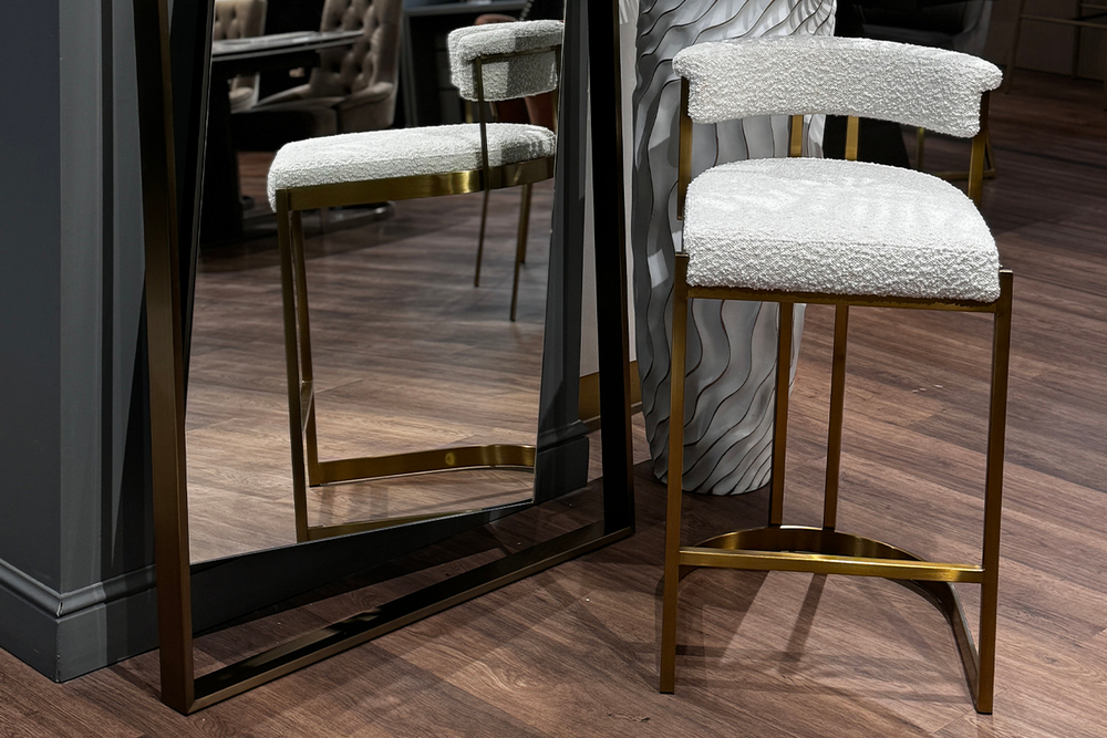 Стул барный 50x55x85см Garda Decor букле бежевый/матовое золото