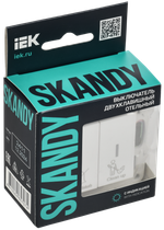 SKANDY Выключатель 2-клавишный с индикацией для отелей 10А SK-V16W арктический белый IEK