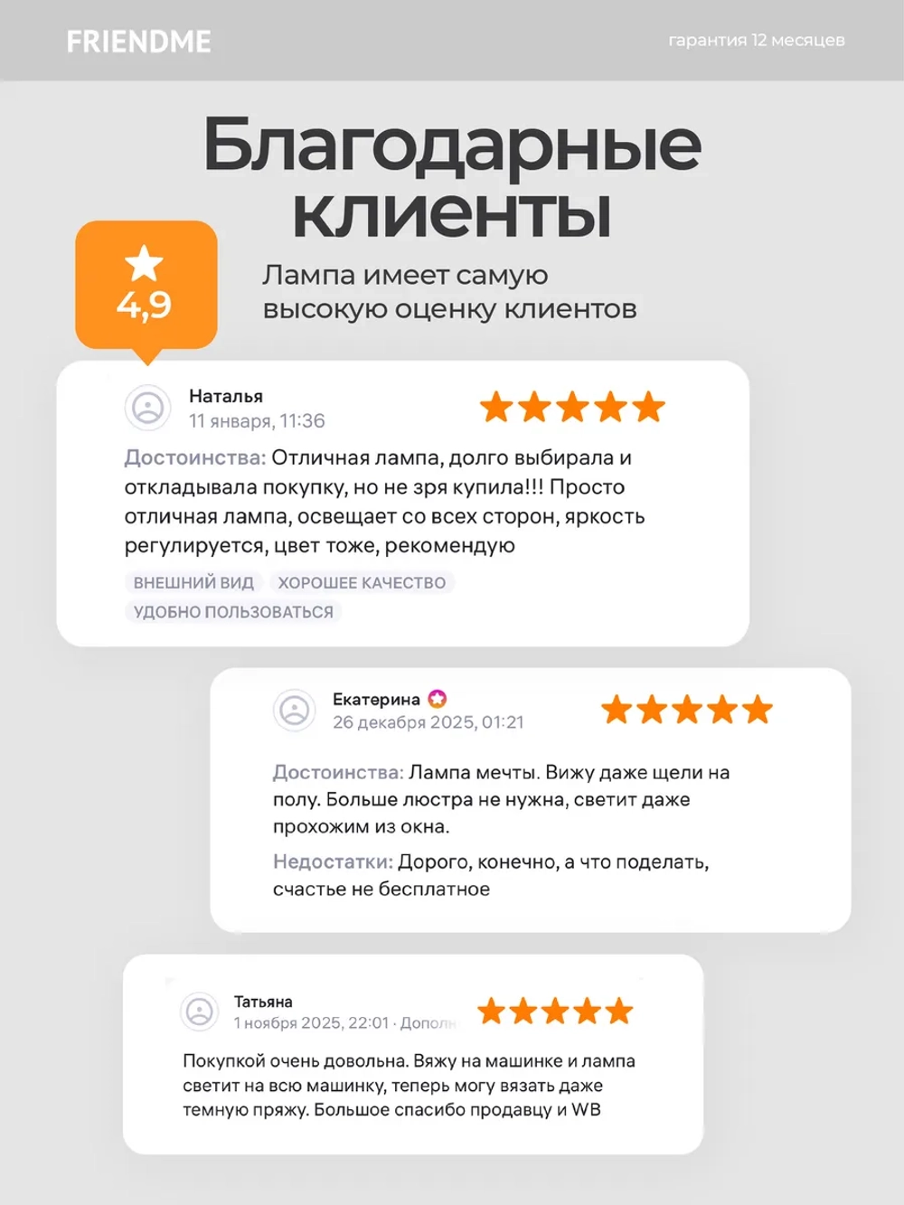 Светильник FRIENDME бестеневой настольный на струбцине светодиодный No. 14 черная с тройным источником света. Яркость - 1550 lum. 24W.