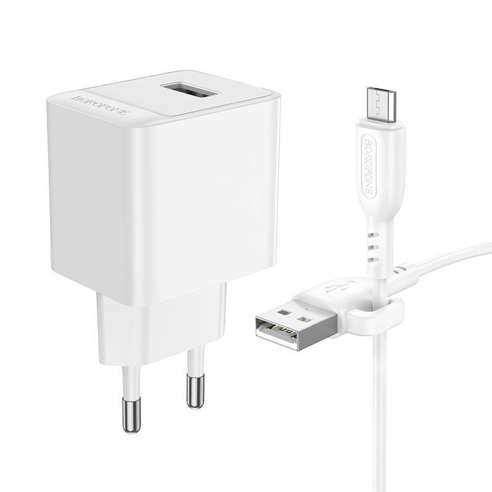 Зарядное сетевое с кабелем MicroUSB 1-метр 2.1А BOROFONE BAS11A Erudite