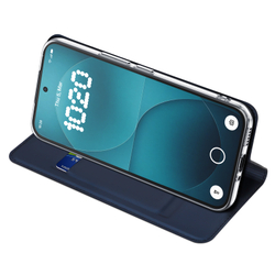 Чехол книжка из кожи синего цвета для Nothing Phone 4a Pro, серия Skin Pro Series от Dux Ducis
