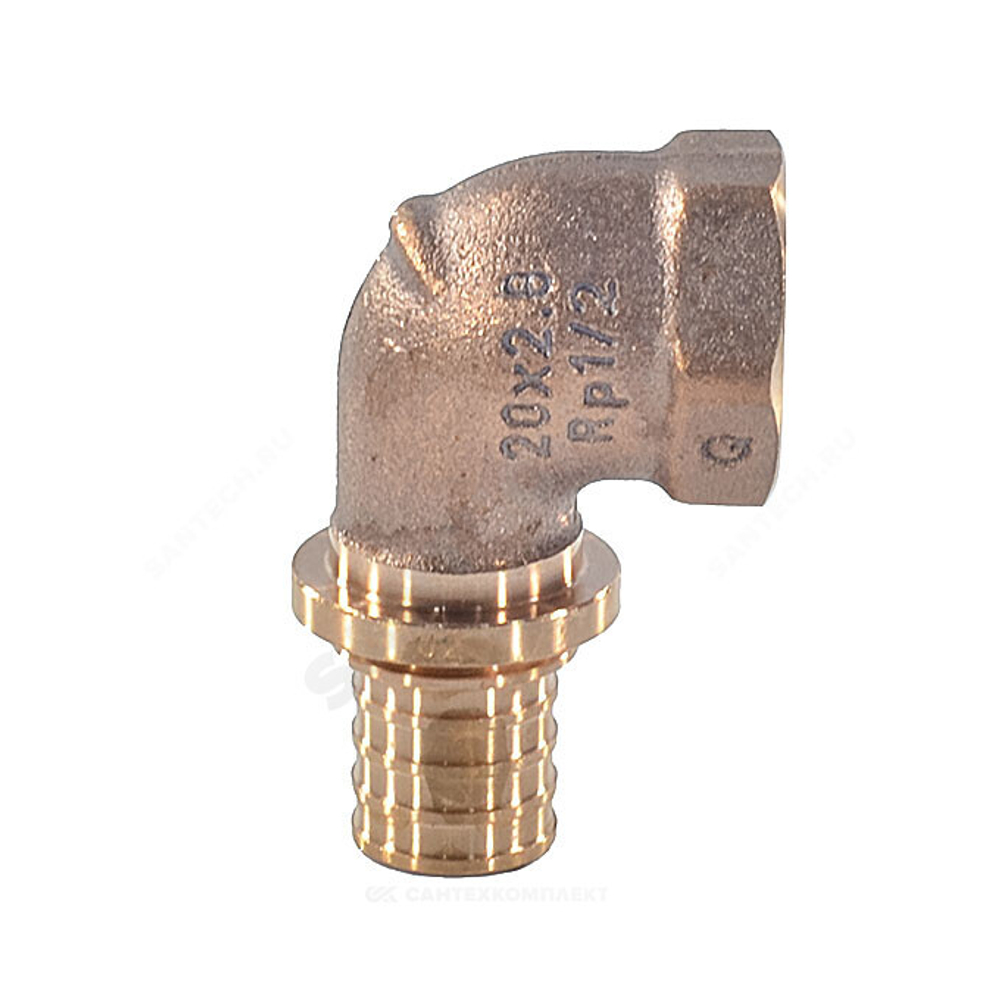 Угольник для PE-X труб аксиальный бронза Дн 20х1/2" ВР RAUTITAN RX+ Rehau 14563551001 (13660961001)
