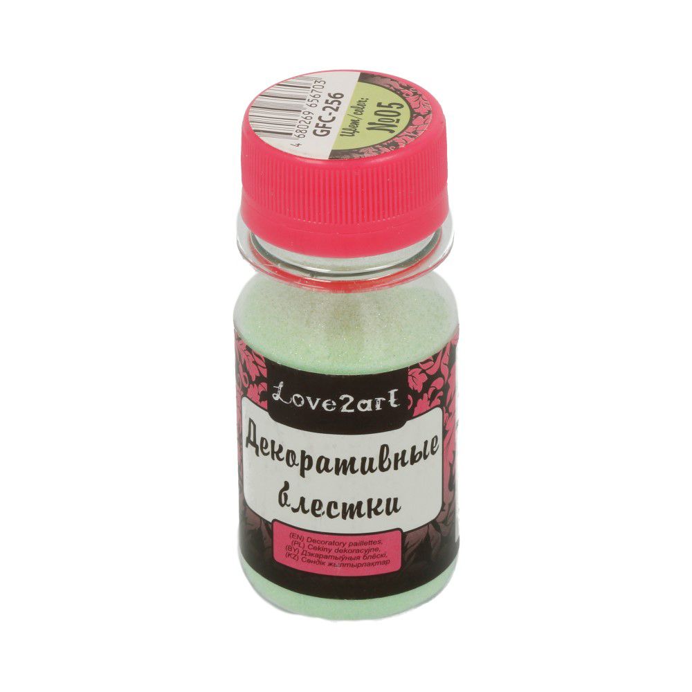Блестки декоративные 0.1 мм, 4х20 г, 05 св. зеленый перламутр, Love2art GFC-256 Блестки декоративные 0.1 мм, 4х20 г, 05 св. зеленый перламутр, Love2art GFC-256