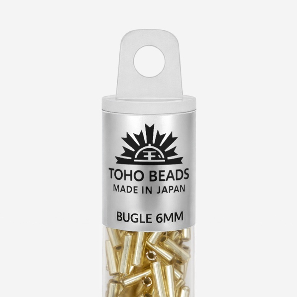 Японский бисер TOHO Bugle (стеклярус) 6mm (№22F), с внутренним серебрением, прозрачный матовый