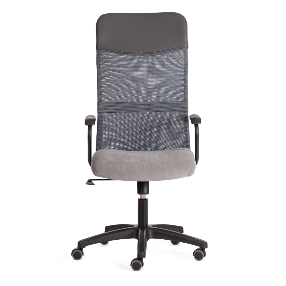 Practic (Tetchair) Кресло (МП) офисное (флок/кожзам серый/металлик)
