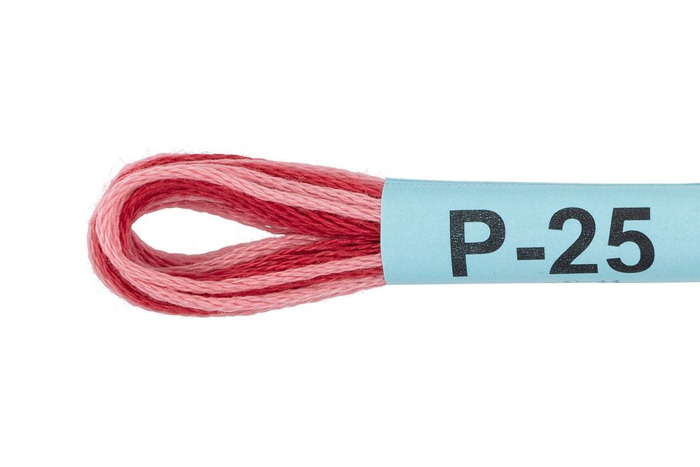 Мулине Gamma меланж, цв.Р-25 т.красный-розовый, 12 мотков по 8 метров