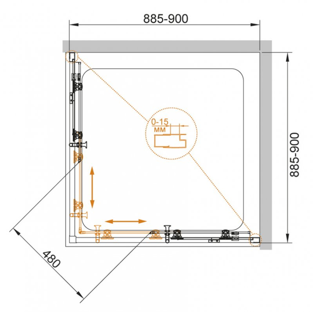 Душевой уголок Cezares ECO 100x100 см ECO-O-A-2-100-C-Cr