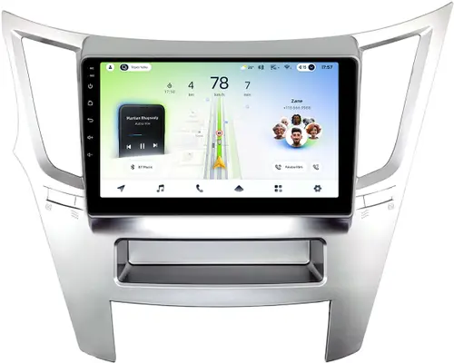 Магнитола для Subaru Legacy 5, Outback 4 2009-2014 (левый руль, рамка серебро) - Teyes CC4L монитор 9" IPS, Android 14, Быстрая, Snapdragon 662, CarPlay, 4G SIM-слот