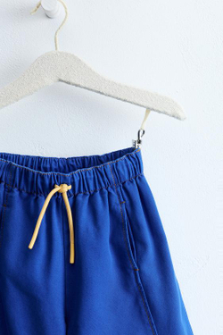 ZARA TIMELESS — БРЮКИ WIDE LEG ИЗ КАНВАСА С КОНТРАСТНОЙ СТРОЧКОЙ, ЯРКО-СИНИЙ