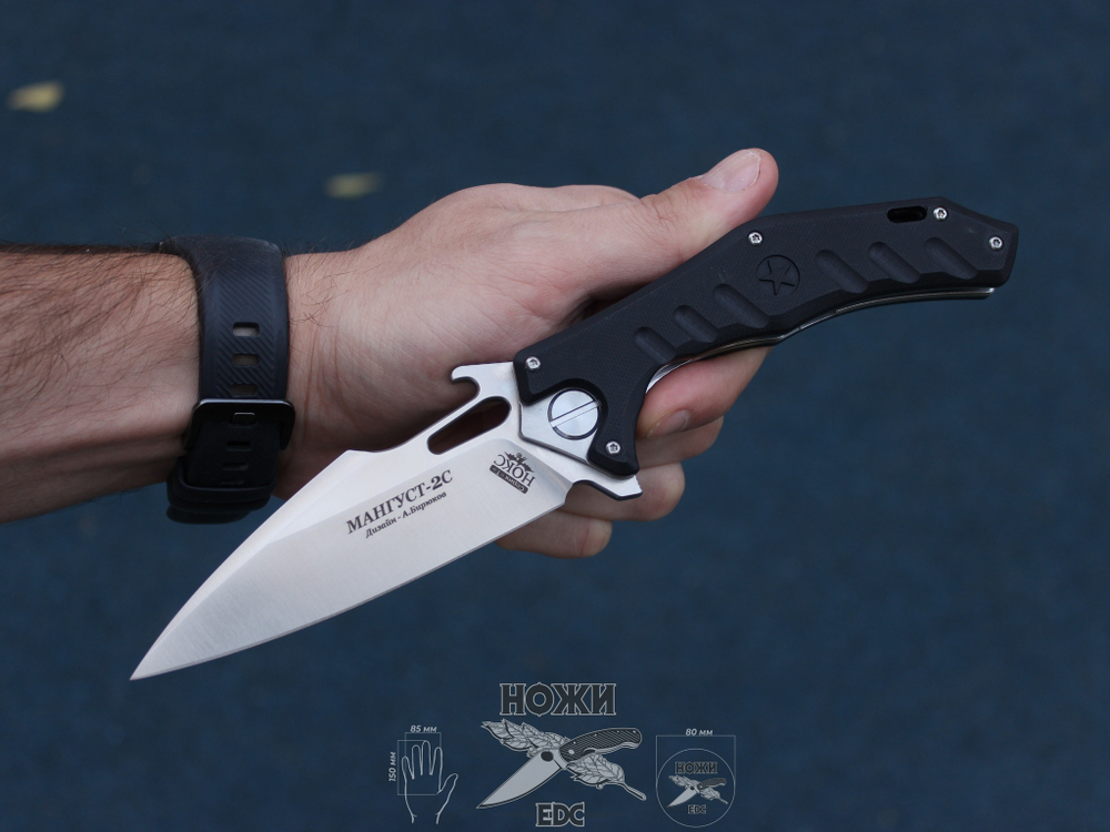Складной нож НОКС Мангуст-2С 337-100406 c клинком из стали D2, рукоять G10