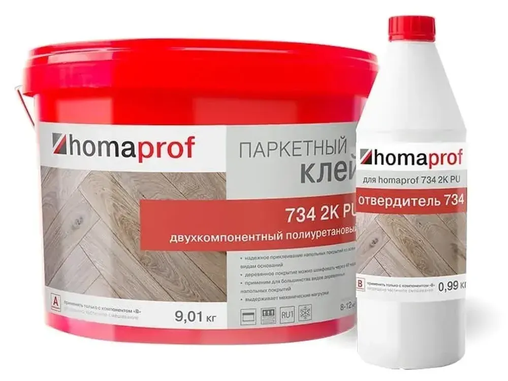 Клей для деревянных покрытий Homaprof 734 2K PU 10 кг