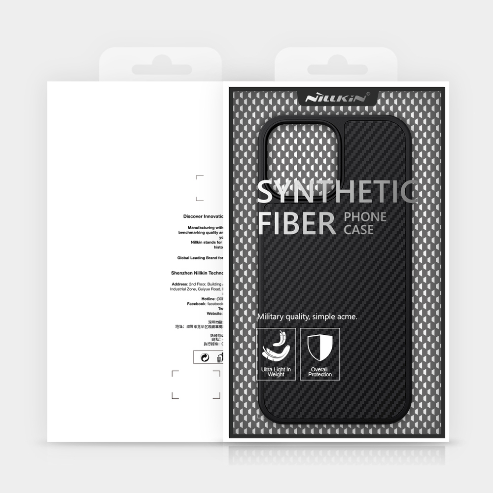 Чехол от Nillkin для смартфона iPhone 13 Pro, серия Synthetic Fiber (покрытие синтетический карбон)
