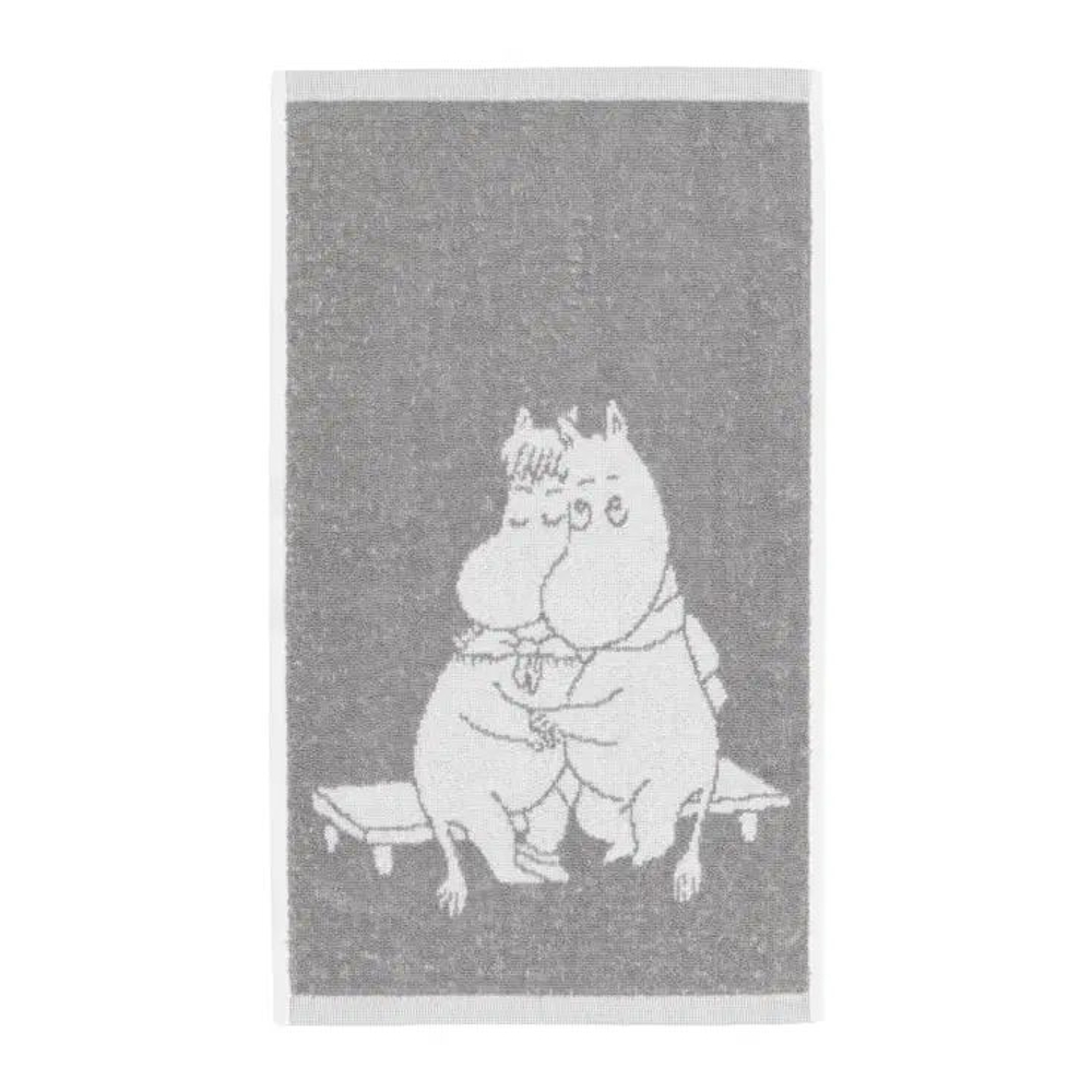 Полотенце 30x50 см Moomin Arabia, серое с Муми-тролльлями, с петлей (из Финляндии)