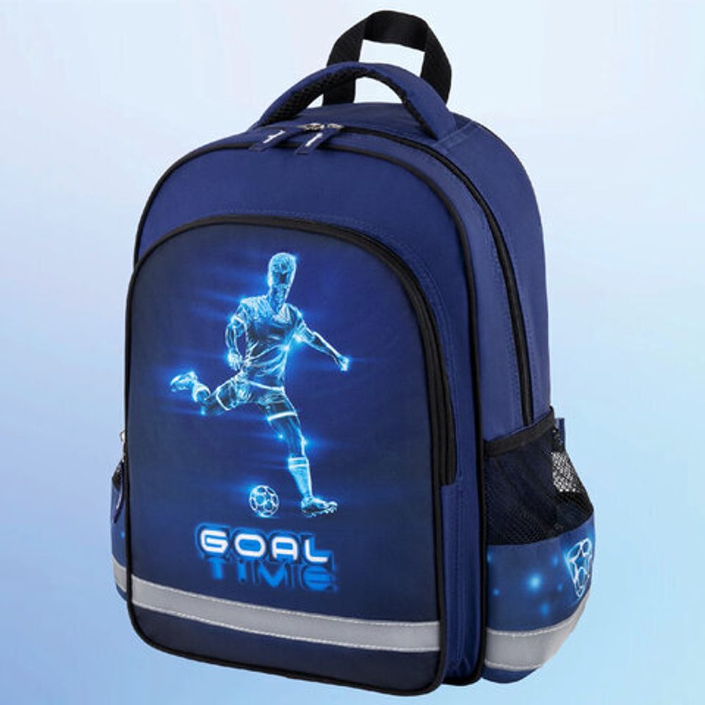 Рюкзак ПИФАГОР SCHOOL, 1 отделение, 3 кармана, "Goal", 38x28х14 см, 271411