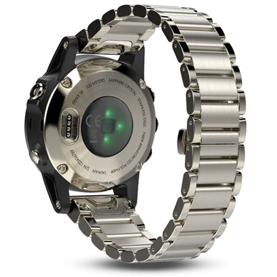 Умные женские спортивные часы Garmin Fenix 5S Sapphire - золотистые с металлическим браслетом 010-01685-15