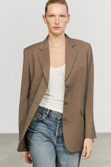 Massimo Dutti Блейзер из меланжевой 100% шерсти, цвет верблюжьей шерсти