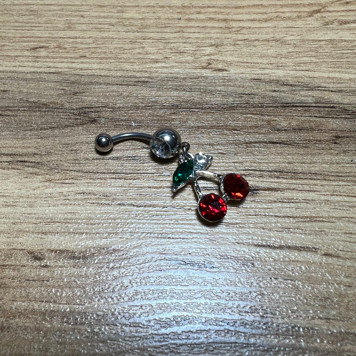 Пирсинг Body Piercing 2 вишенки кристаллы металл серебристый