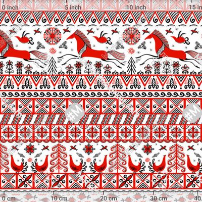 Скачущие лошади, птицы, солнце. Мезенская рос by Irina Skaska 227 DPI