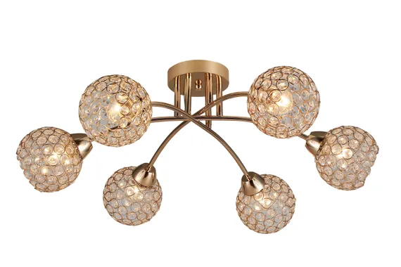 Люстра потолочная Rilon 07641/6 GOLD, 6×40 Вт, золотая