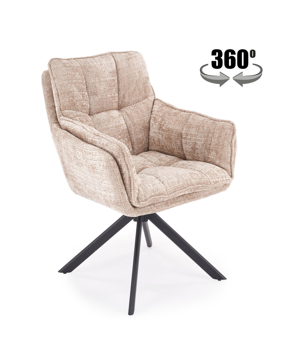 Стул HALMAR K597 бежевый/черный, поворотный