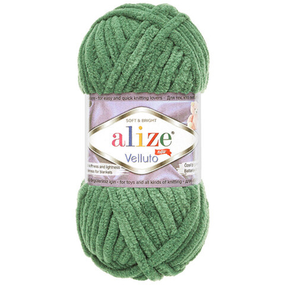 Пряжа Alize (Ализе) Velluto / уп.5 мот. по 100 г, 68м, 532 зеленая трава A