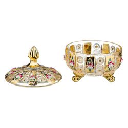 КОНФЕТНИЦА С КРЫШКОЙ "LEFARD GOLD GLASS" ДИАМЕТР=12 СМ. ВЫСОТА=14 СМ. (КОР=24ШТ.)