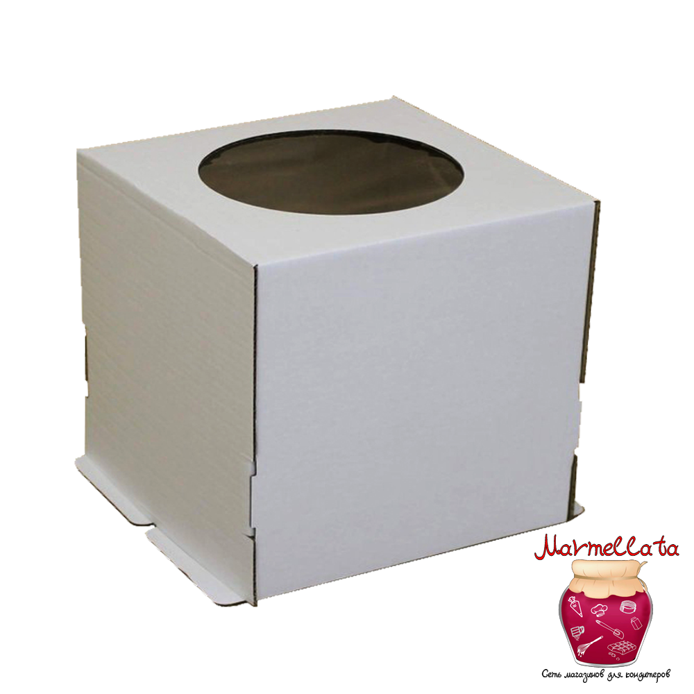 Упаковка гофрокартон 24*24*22 см, белая (С ОКНОМ) Упаковка гофрокартон 24*24*22 см, белая (С ОКНОМ)