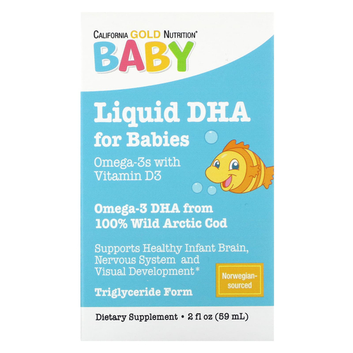 California Gold Nutrition, Baby, ДГК для детей, омега-3 кислоты с витамином D3 и ЭПК, 59 мл