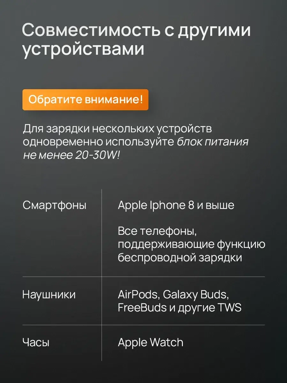 Беспроводное зарядное устройство 3 в 1