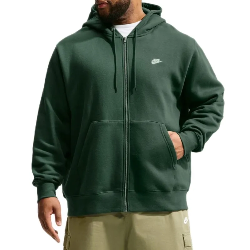 Мужская теннисная кофта Nike Club Full-Zip Fleece - fir/fir/white