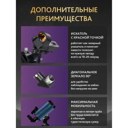 Телескоп Levenhuk New Skyline PRO MAK 102/1300 SQ1 - искатель с красной точкой, диагональное зеркало и труба