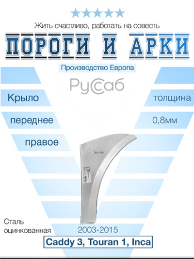 Ремкомплект крыла правый Volkswagen Caddy 3, Touran 2003-2014 (Polcar)