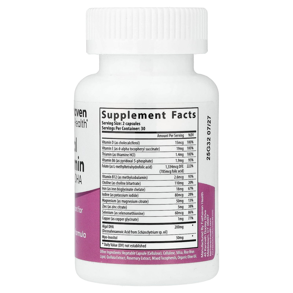 Fairhaven Health, мультивитаминный комплекс для беременных с ДГК, лимонная эссенция, 60 капсул