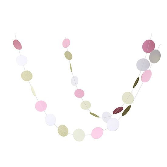 Подвеска Круги 6,5см white/pink/gold глиттер 180см, 1 шт