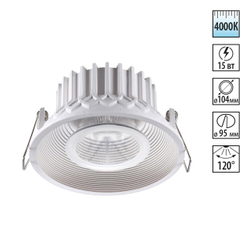 358789 SPOT NT21 534 белый Светильник встраиваемый светодиодный IP20 LED 15W 4000K 1600Лм 110-265V BIND