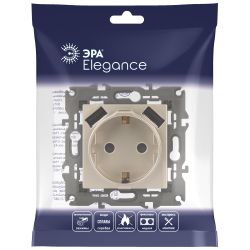 Розетка ЭРА Elegance 14-4109-04 2P+E 16A-250В штор. с 2xUSB 5В-3А шампань | Эра Elegance