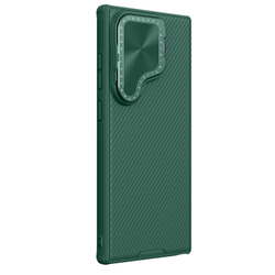 Чехол зеленого цвета (Deep Green) от Nillkin для Samsung Galaxy S24 Ultra с металлической откидной крышкой и поддержкой магнитной беспроводной зарядки MagSafe, серия CamShield Prop Magnetic
