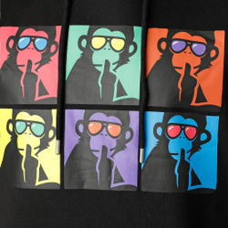 Мужская кофта теннисная Quiet Please Overruled Monkey Hoody Men - Black, Multicoloured