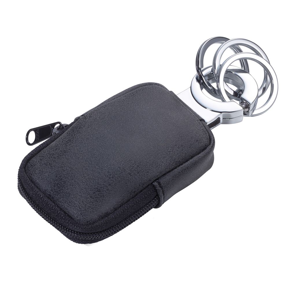 Брелок Troika CLEAN CLICK, металл, иск. кожа, 12.5х5.5х2 см, т.серый