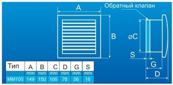Накладной вентилятор MMotors JSC МM-100 Белый Квадратный