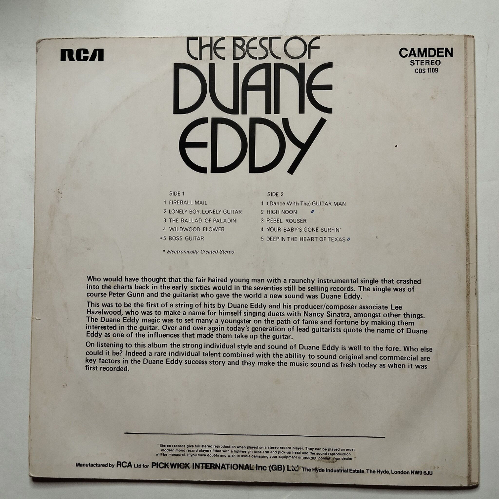 Винтажная виниловая пластинка LP The Best Of Duane Eddy (UK 1972)