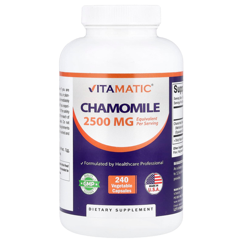 Vitamatic, ромашка, 2500 мг, 240 растительных капсул