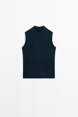 Massimo Dutti Вязаный топ из 100% шерсти, синий