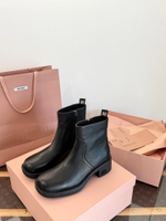 Женские ботильоны Miu Miu на устойчивом каблуке — чёрные — фото 3