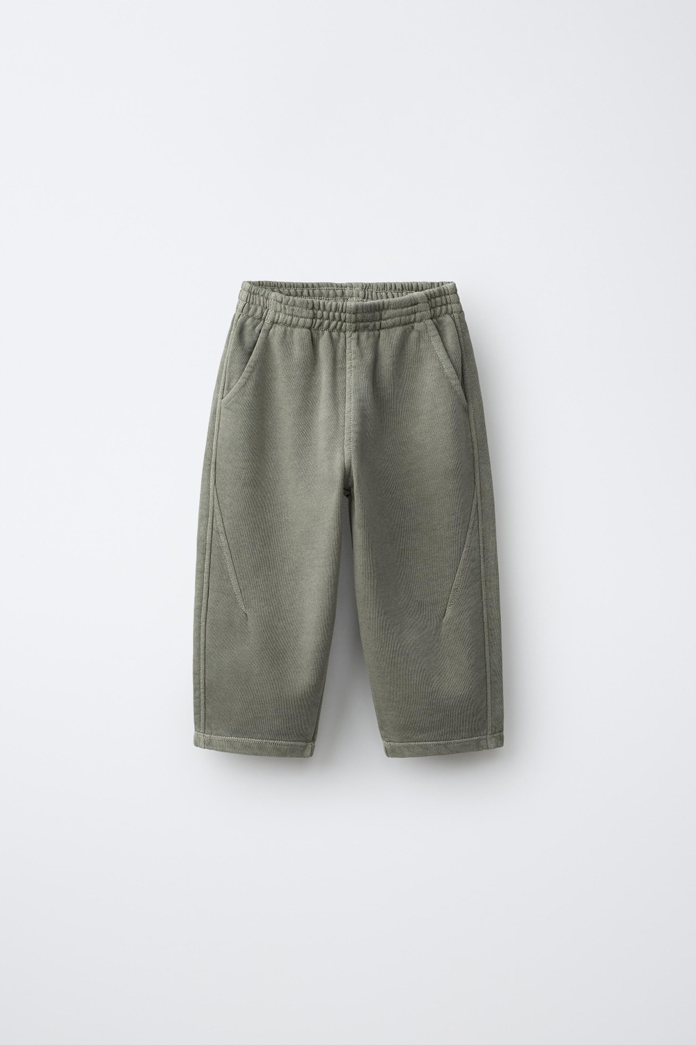 ZARA ОДНОТОННЫЕ БРЮКИ BARREL, ХАКИ