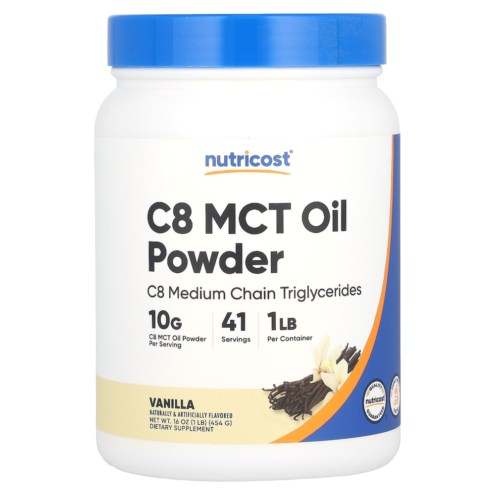 Nutricost, C8 MCT, порошок из масла, ваниль, 454 г (1 фунт)
