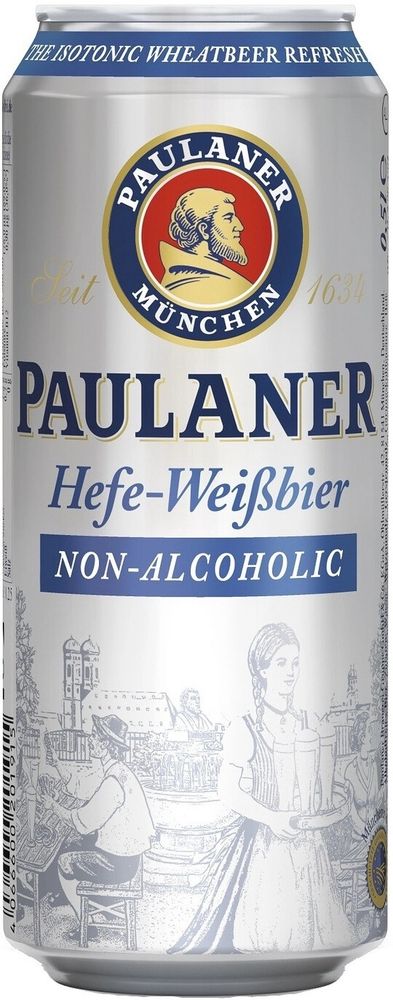 Пиво Пауланер Хефе-Вайссбир Безалкогольное / Paulaner Hefe-Weissbier Non-Alcoholic 0.5 - банка