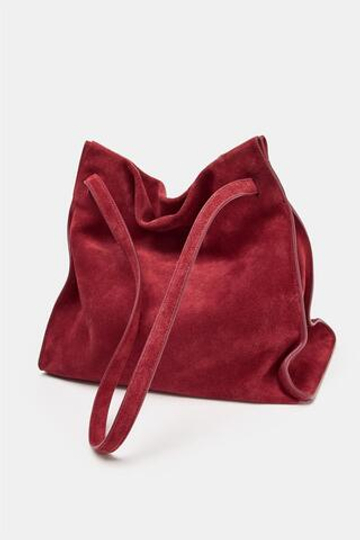 ZARA СРЕДНЯЯ ЗАМШЕВАЯ СУМКА, ЧЕРЕПИЧНО-КОРИЧНЕВЫЙ