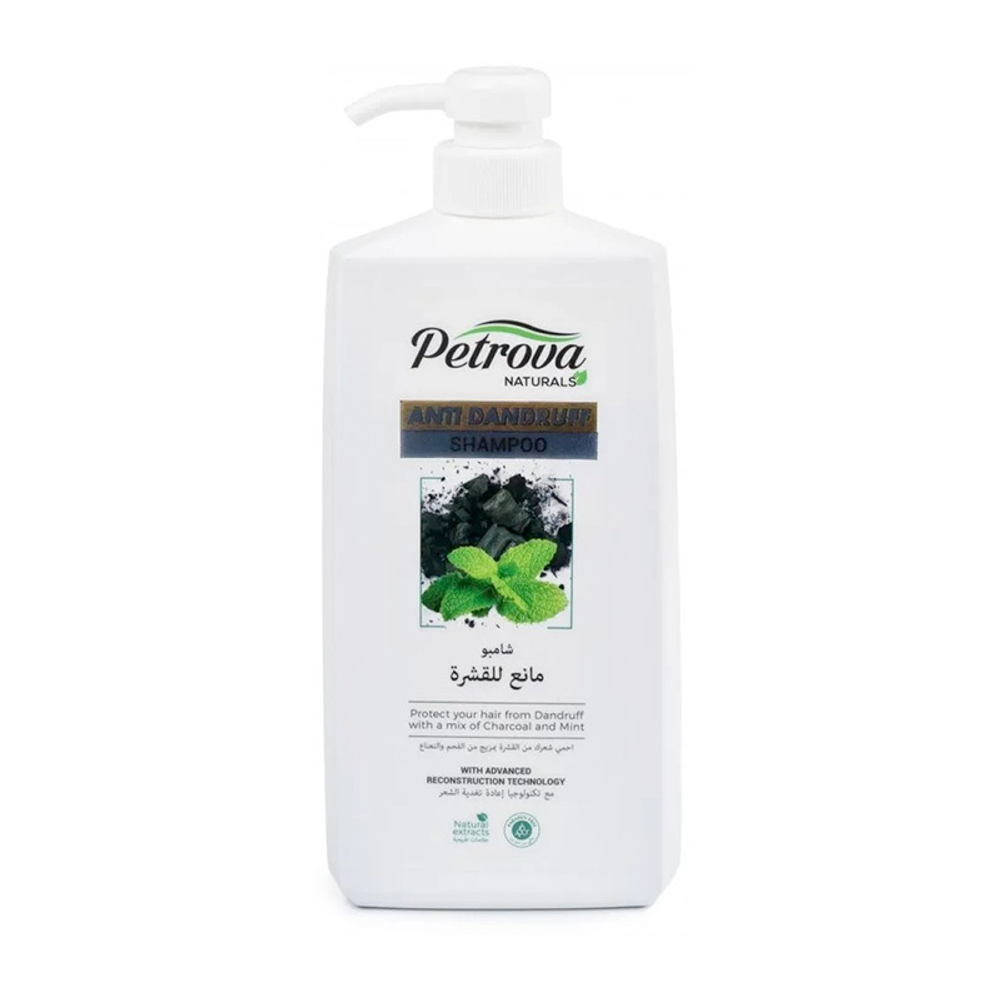 Шампунь против перхоти Petrova Naturals с мятой и древесным углем , 600 мл