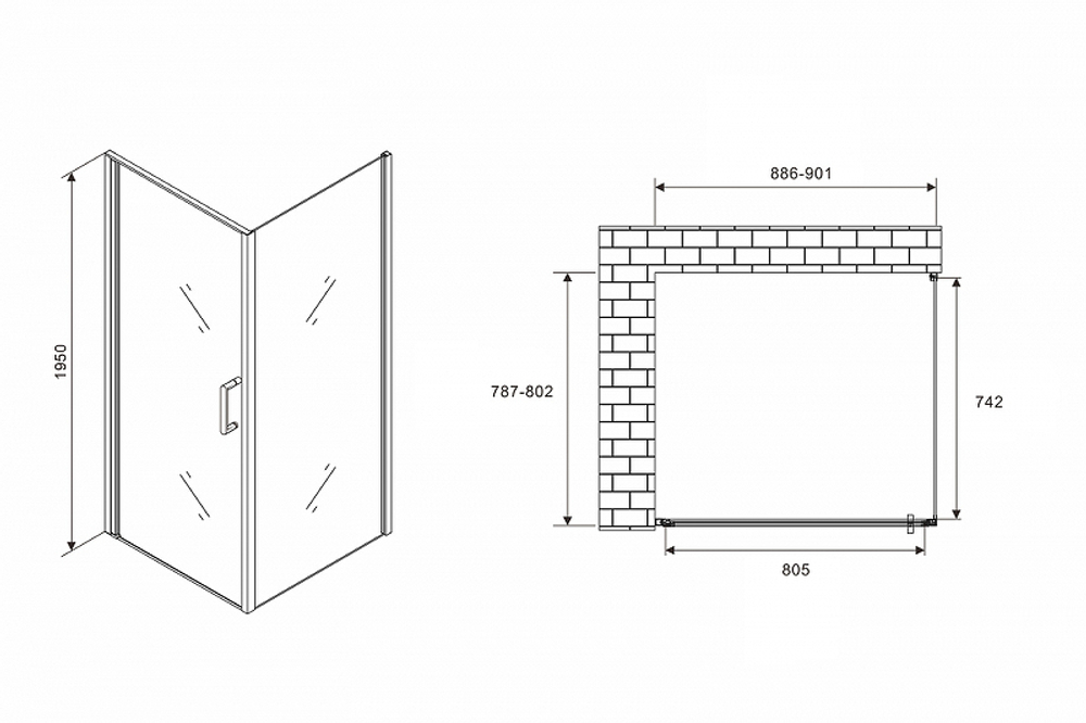 Душевой уголок Abber Sonnenstrand 90x80 AG04090-S80 профиль Хром стекло прозрачное